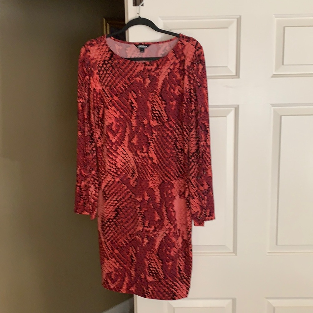Project Runway Snake Print Red Body Con Dress
